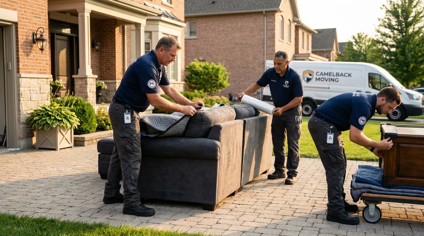 Large estate moving crew wrapping furniture in Chauvin, LA